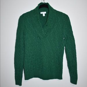 Charter Club Petite Dark Green Ribbed Sweater